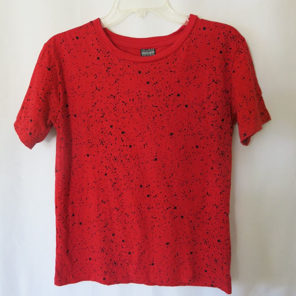 QUAD SEVEN T Shirt Size 16/18 Boy Paint Splatter Red Black School Casual Skater